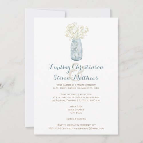 Post Wedding Invite  Mason Jar Babies Breath 2