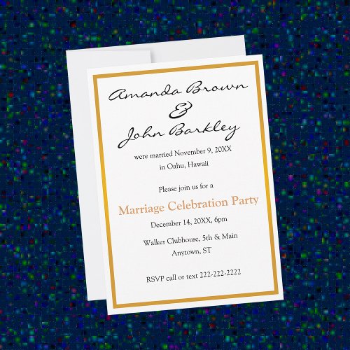 Post Wedding Marriage Celebration Party Personalized Invite