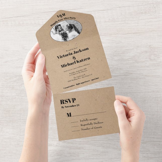 Post Wedding Minimalist Elopement Photo All In One All In One Invitation (Tearaway)