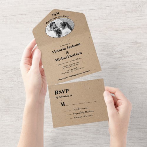 Post Wedding Minimalist Elopement Photo All In One All In One Invitation