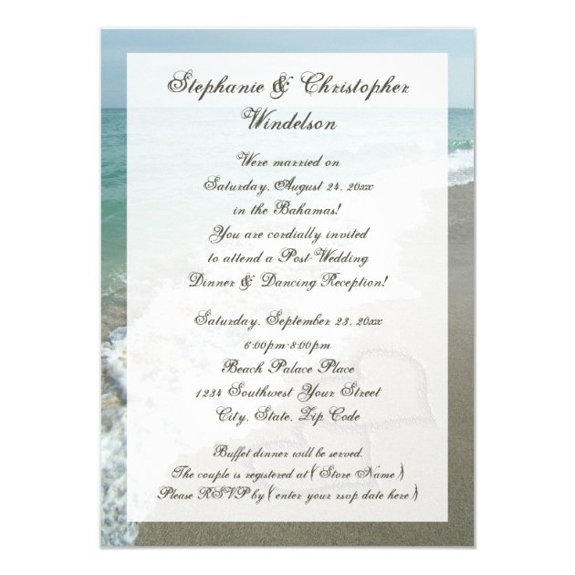 Post-Wedding Reception Destination Beach Hearts Card