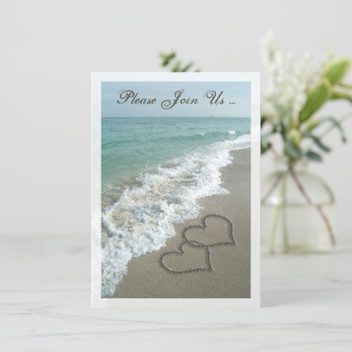 Post-Wedding Reception Destination Beach Hearts Invites
