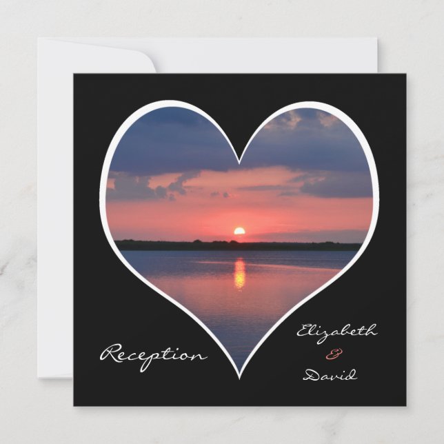 Post Wedding Reception Invitation - Heart Sunset (Front)