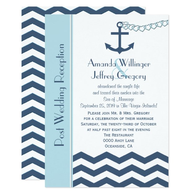 Post Wedding Reception  Invitation - Nautical