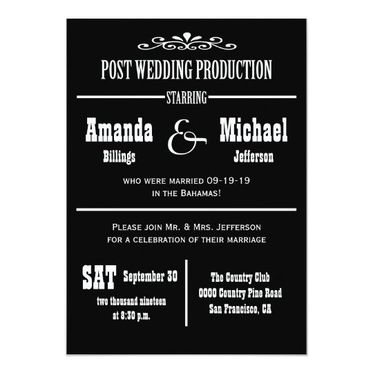 Post Wedding Reception Invitation Theater Style Zazzle