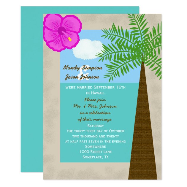Post Wedding Reception Invitation -- Tropical