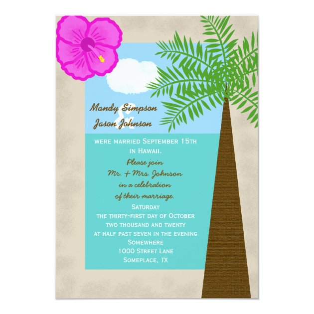 Post Wedding Reception Invitation -- Tropical