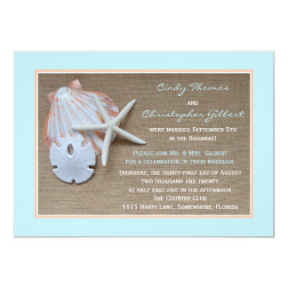 Post Wedding Reception Invitations - Beach Burlap