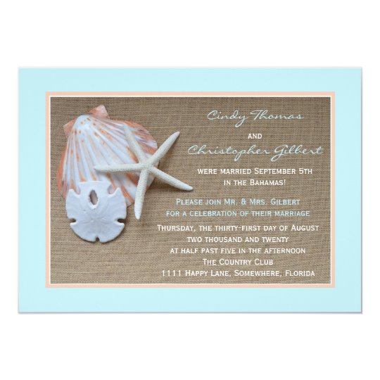 Post Wedding Reception Invitations Beach Burlap