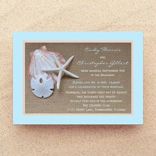 Post Wedding Reception Invitations _ Beach Burlap