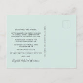 Post Wedding Reception Mint Save the Date Announcement Postcard (Back)