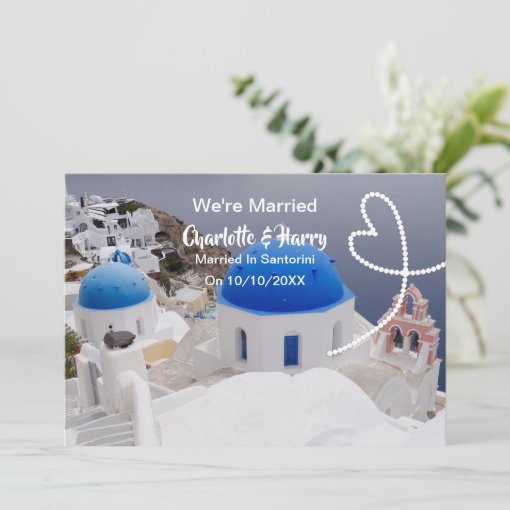 Post Wedding Reception Party Married In Santorini Invitation Zazzle