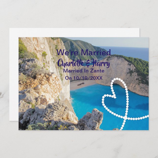Post Wedding Reception Party Married In Zante Invitation (Front/Back)