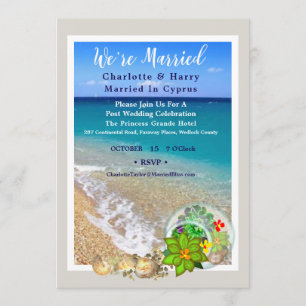 Post Wedding Reception Party Sunny Beach Scene Car Invitation