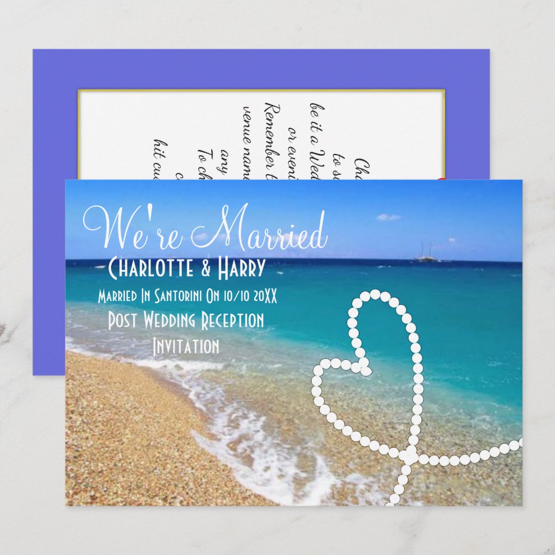 Post Wedding Reception Party Sunny Beach Scene Invitation Zazzle
