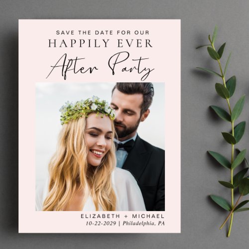 Post Wedding Reception Pink Save The Date Announcement Postcard