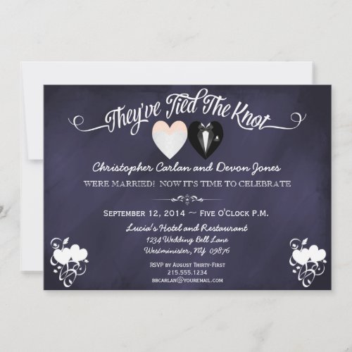 Post Wedding Trendy Blue Chalkboard Invitation