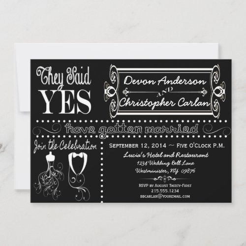 Post Wedding Trendy Chalkboard Invitation