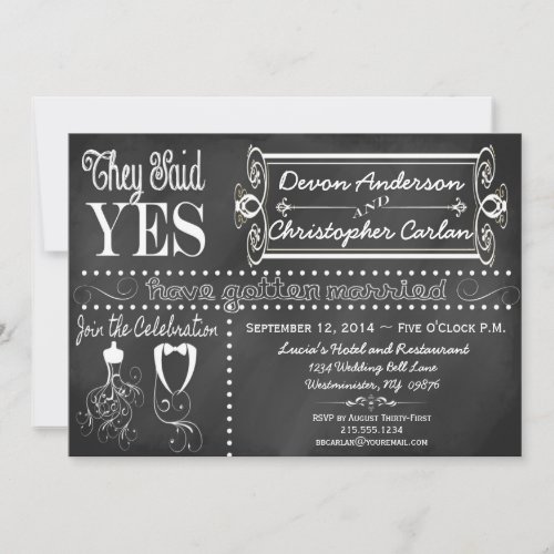 Post Wedding Trendy Chalkboard Invitation