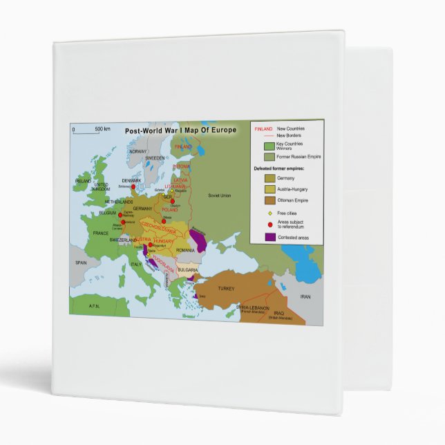 Post World War I Map of Europe 3 Ring Binder (Front/Inside)