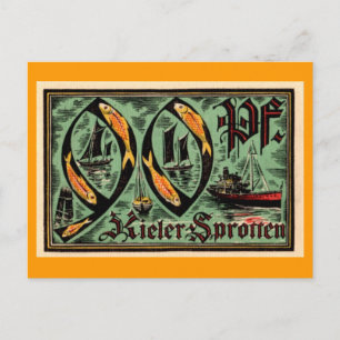 Post WWI German "Kieler Sprotten" Currency Postcard