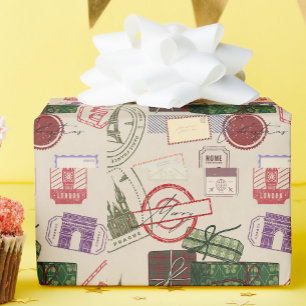 Postage christmas wrapping paper
