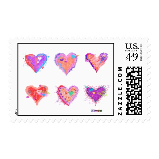 Postage - Pop Art Crazy Hearts