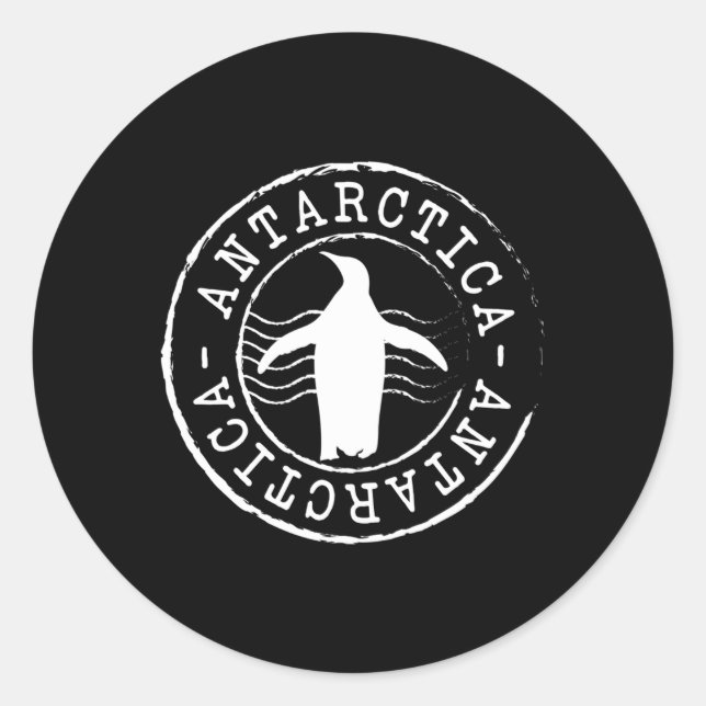 Postage Stamp Antarctica Penguin Classic Round Sticker (Front)