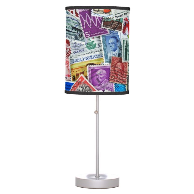 Postage Stamp Collection Table Lamp (Front)