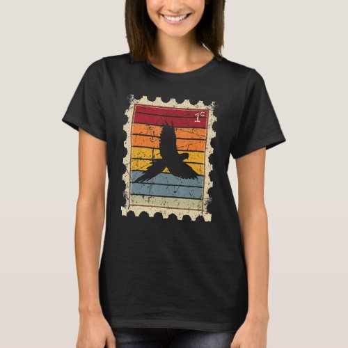 Postage Stamp With A Sunset Ara Parrot T_Shirt