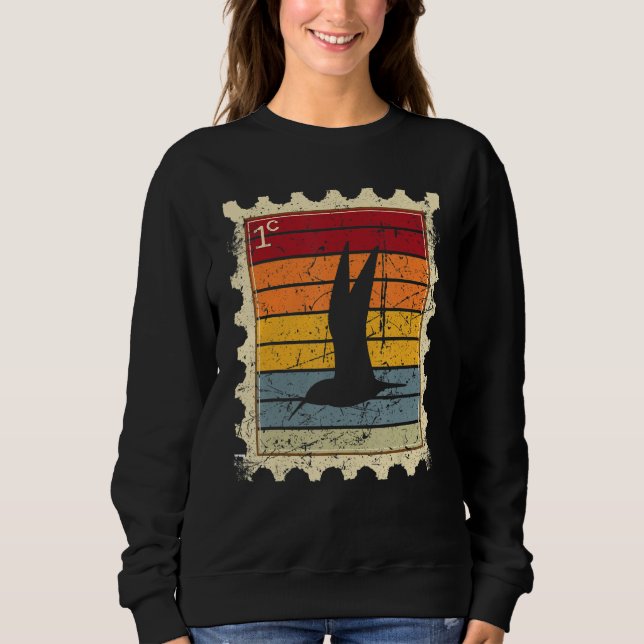 Postage Stamp With A Sunset Flying Bird Sweatshirt (Front)