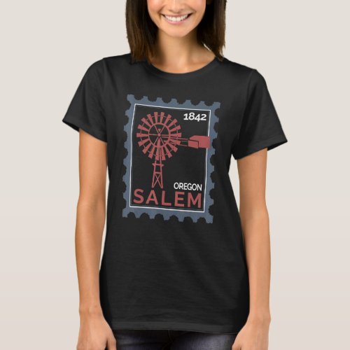 Postage Stamp With An Old Wind Turbine In Salem T_Shirt