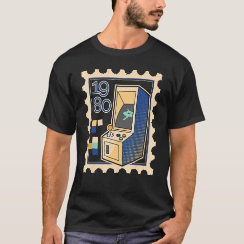 Postage Stamp With Computer Game Slot Machine 1980 T_Shirt