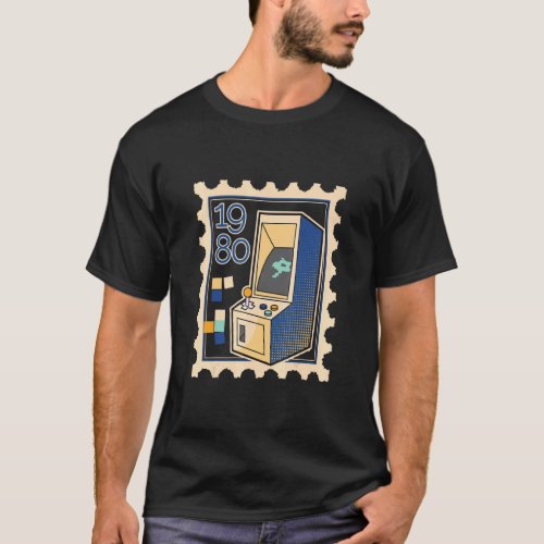 Postage Stamp With Computer Game Slot Machine 1980 T_Shirt