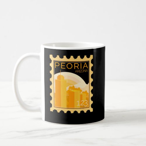 Postage Stamp With Sunset In Peoria  Coffee Mug