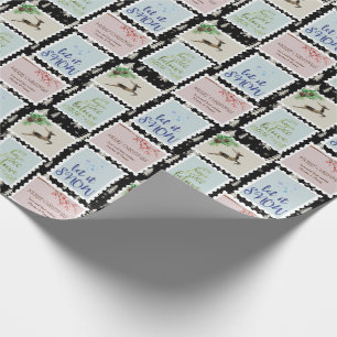 Postage Stamps Personalized Christmas Tree Wrapping Paper