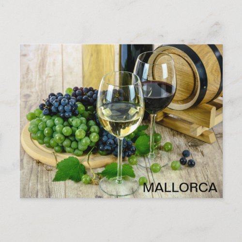 postal bodegn vino y uvas Mallorca Postcard