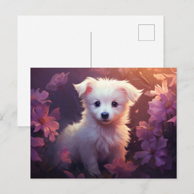 Postal card Chien Fleur 3 (Front/Back)