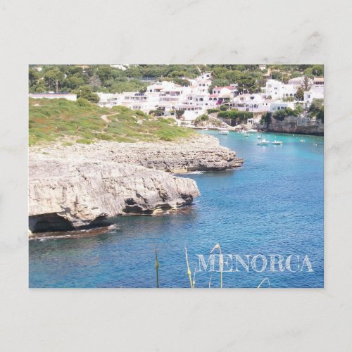 postal costa de la isla de Menorca Postcard