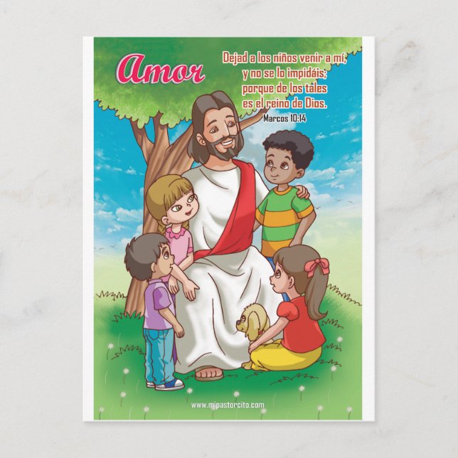 Postal Cristiana - Jesús y los niños Postcard (Front)