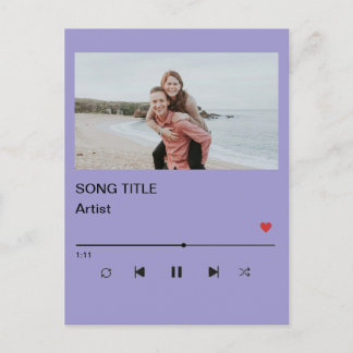 Postal Custom Playlist Photo and Song QR Code Post Postcard