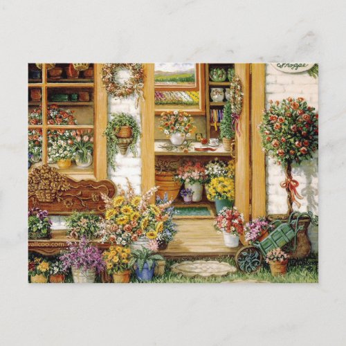 Postal de flores y macetas de muchos colores postcard