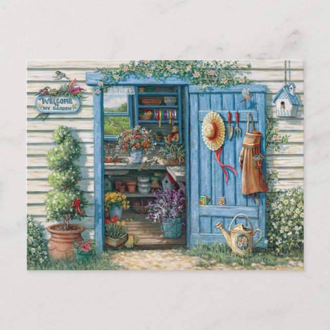 Postal de macetas d y flores postcard (Front)