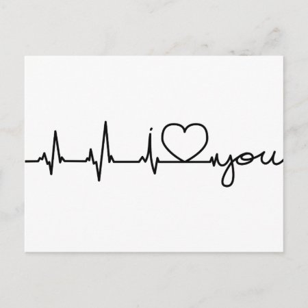 Postal Electrocardiogram I Love You Postcard