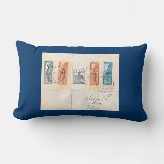 Postal History Of Israel Lumbar Pillow (Front)