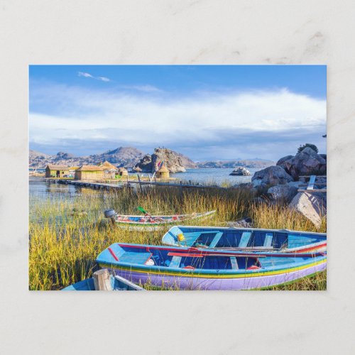Postal Islas Flotantes Lago Titicaca Postcard