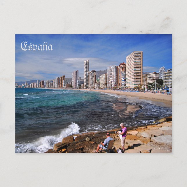 postal playa de Benidorm en la ciudad de Alicante Postcard (Front)