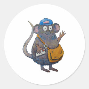 Postal Post Mail Carrier Postman Thank You Mouse Classic Round Sticker