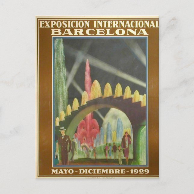 Postal Retrofuturista de la Expo Bcn 1929 Postcard (Front)