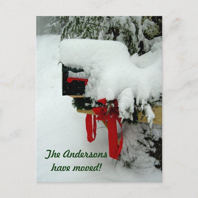 Postal Route New Address Winter Announcement Postcard (Front)